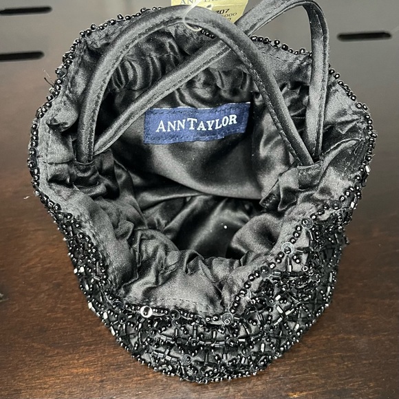 Ann Taylor Formal Black Beaded Mini Bag Holiday Party or Cocktail - Picture 5 of 7